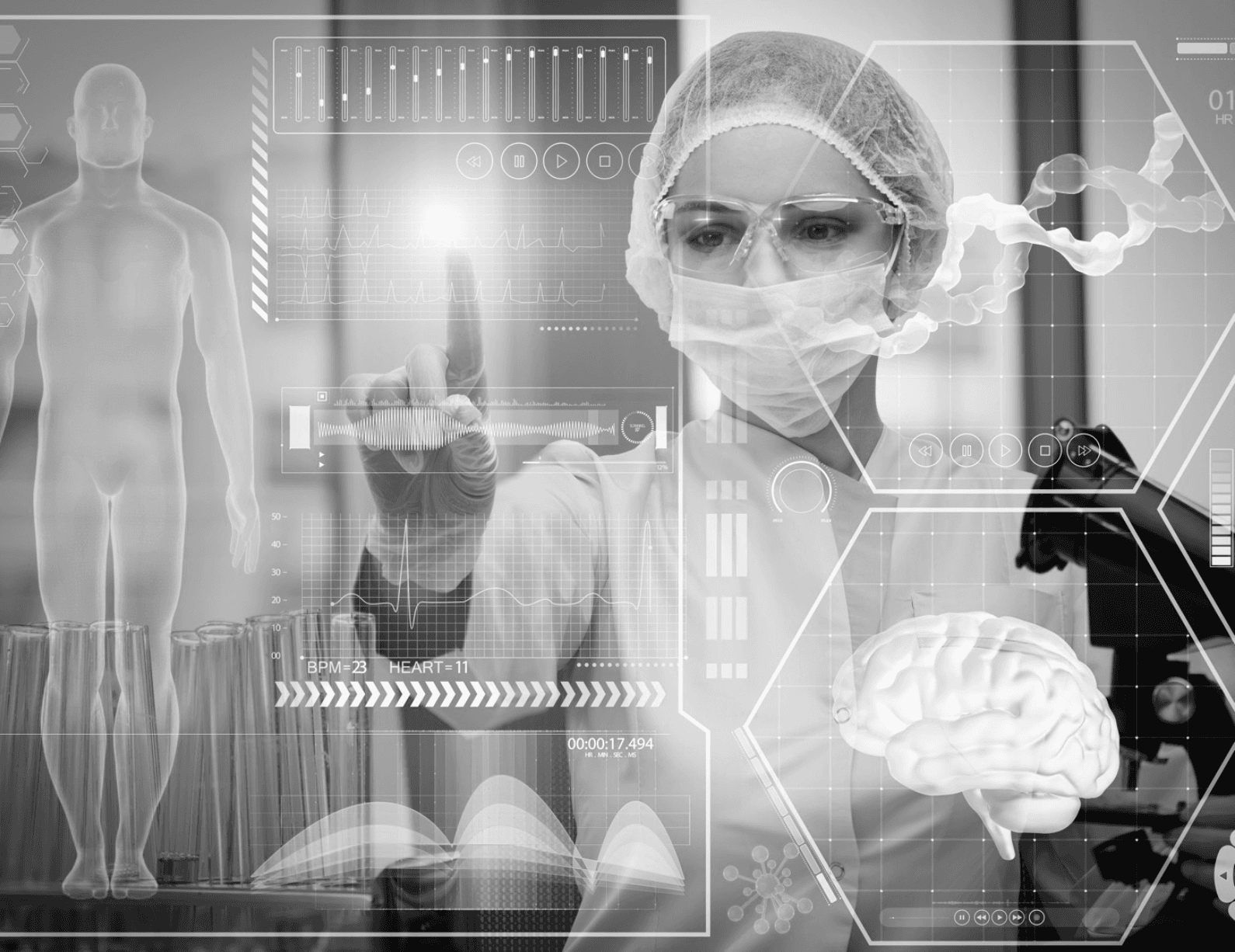 Doctor using heads-up display